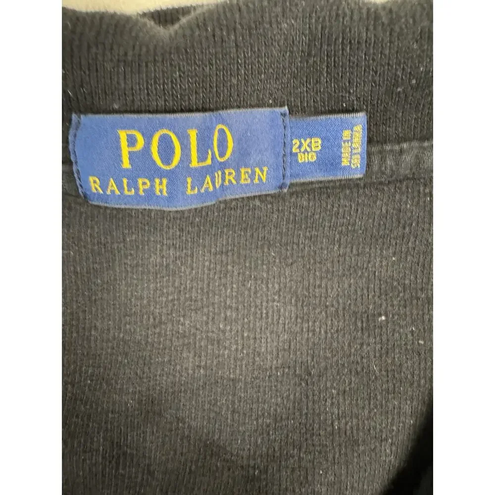 Polo Ralph Lauren Men’s 2XB Black Quarter Zip Sweatshirt Blue Pony Big Tall